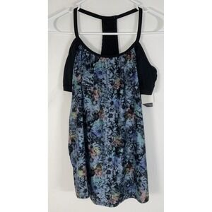 NWT Women's TYR Botanic Shea 2 In 1‎ Tank Swimwear Suit Black Blue Size S (4/6)